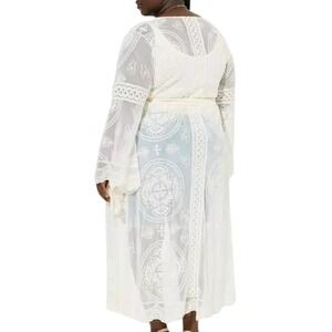 Torrid FESTI 3X Cream Embroidered Lace Maxi Kimono Duster Cardigan Boho Festival